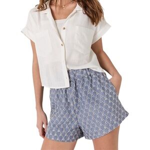 Francesca's Blue Rain Daphne Eyelet Shorts Lined High Waist | Size XS